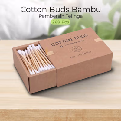 Biode Cotton Buds Bambu Pembersih Telinga Korek Kuping 200 PCS - BD277 - White