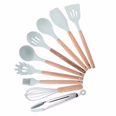 GLANYOMI Set Spatula Silikon Alat Masak Dapur Sutil Tahan Panas 9 PCS - KT397 - Blue