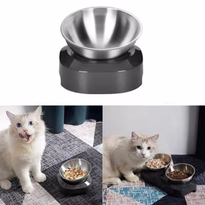 OMEKA Tempat Makan Hewan Peliharaan Kucing Anjing Feeding Single Bowl - ORM10 - Silver