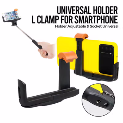 Universal Holder L Clamp for Smartphone up to 6 Inch M - Black