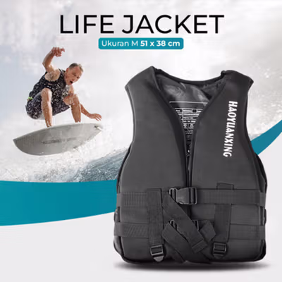 HAOYUANXING Jaket Pelampung Renang Dewasa Life Jacket Water Sport Vest M - JR-38 - Black