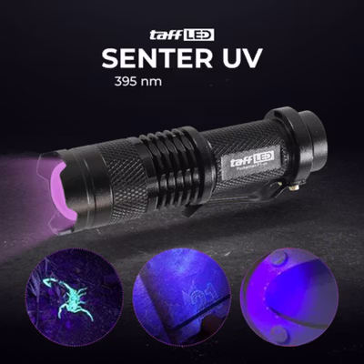 TaffLED Pocketman Senter UV Ultraviolet Mini Rechargeable 395nm - P1UV - Black