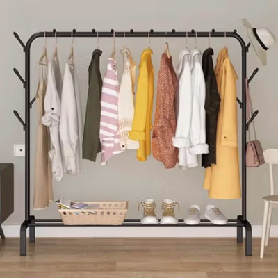 BKZ Stand Rak Gantungan Baju 110 x 40 x 150 cm with 8 Hooks - E017 - Black