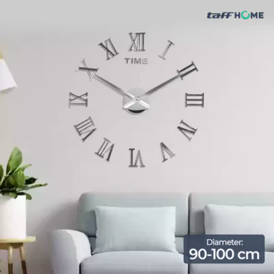 TaffHOME Jam Dinding Besar DIY Quartz Giant Wall Clock 90-100cm - DIY-106 - Silver