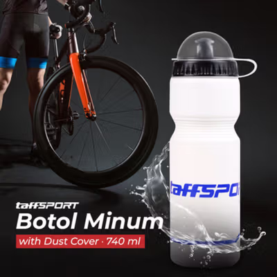 TaffSPORT Botol Minum Sepeda Olahraga Plastik with Dust Cover 740ml - 30A11 - White