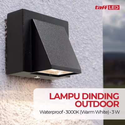 TaffLED Lampu Dinding Outdoor Aluminium Waterproof LED 3W Warm White - WD079 - Black
