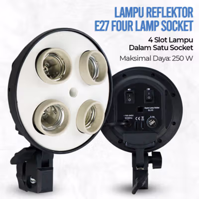 Andor Lamp Holder 4 Socket E27 for Softbox Studio 250W - SLH3 - Black