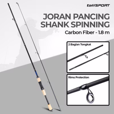 TaffSPORT Joran Pancing Spinning Carbon Fiber 2 Section 1.8M - TM0156 - Black