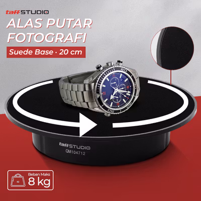 TaffSTUDIO Alas Putar Fotografi Suede Rotating 360 Turntable 20cm - QM104712 - Black