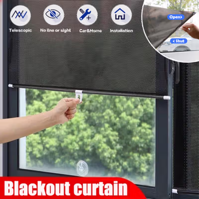 OTOHEROES Tirai Penahan Sinar Matahari Roller Blind Curtain 50x125cm - RY50 - Black