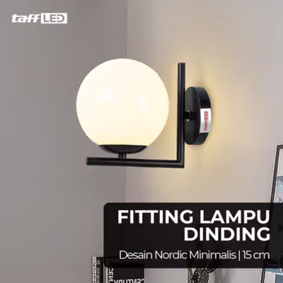 TaffLED Fitting Lampu Dinding Wall Lamp Nordic Diameter 15 cm - XD-2027 - Black