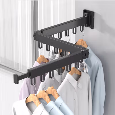 FLOTH Gantungan Baju Lipat Clothes Hanger Retractable 3 Fold 18 Hook - F360 - Black