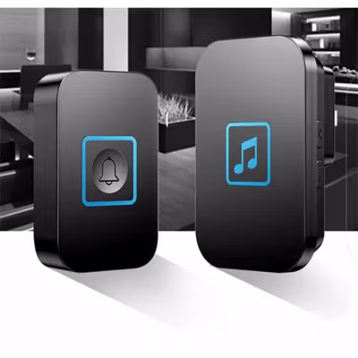 Bel Pintu Wireless Doorbell LED 60 Tunes Receiver & Transmitter - A86 - Black