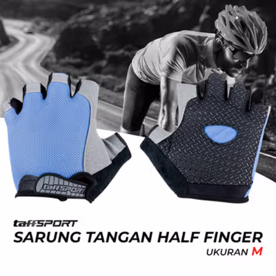 TaffSPORT Sarung Tangan Half Finger Sepeda Gym M - TSTS - Blue