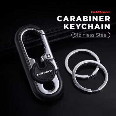 Taffware Gantungan Kunci Carabiner Keychain Clip Stainless Steel - A3746 - Black