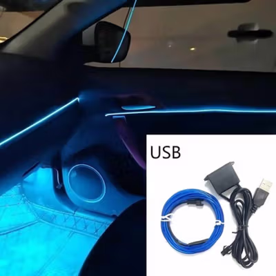 STAVOLAN Lampu Hias Neon Car Interior Ambient EL Light USB 5V 3M - STU-33 - Blue