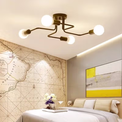 Butelive Fitting Lampu Plafon LED Minimalis Retro Nordic E27 Cabang 4 - BT260 - Black