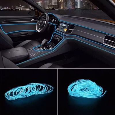 ZUJIS Lampu Hias Neon Flex Car Interior LED Strip EL Light USB 12V - Z1400 - Blue