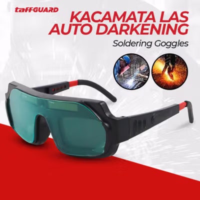 TaffGUARD Kacamata Las Otomatis Auto Darkening Soldering Goggles - TX-012 - Black
