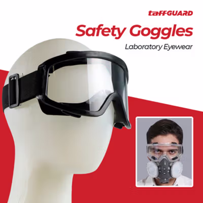 TaffGUARD Kacamata Safety Goggles Work Laboratory Eyewar - ASL-Y - Black/Transparant