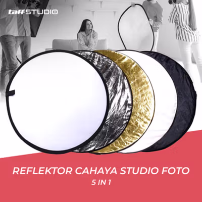 TaffSTUDIO Reflektor Cahaya Fotografi Studio 5in1 Diffuser 58cm - CL-RT50 - Black