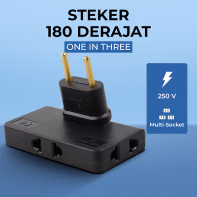DLV Steker 180 Derajat Rotate EU Plug One in Three - HK338 - Black