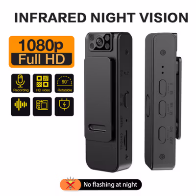 Centechia Spy Camera Full HD 1080p Night Vision Rotateable with Clip - A19 - Black