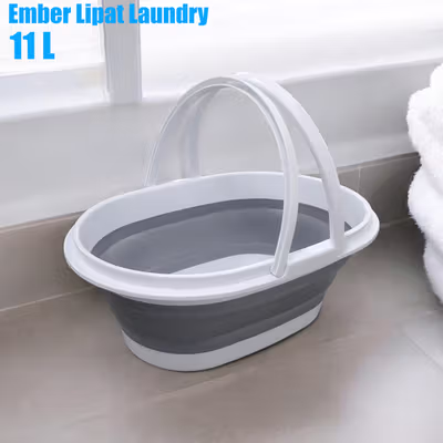 LAZEWING Baskom Ember Lipat Laundry Water Bucket Foldable 11L - B244 - Gray