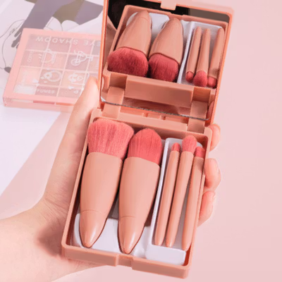 FLD Set Brush Make Up Travel Eyeshadow Blush On Powder 5 PCS - X028 - Pink