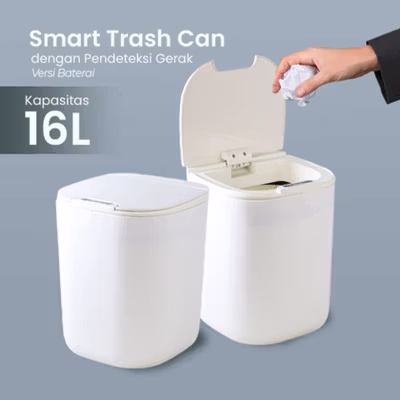KIMD Tempat Sampah Smart Trash Motion Sensor 16L Versi Baterai - 599 - White