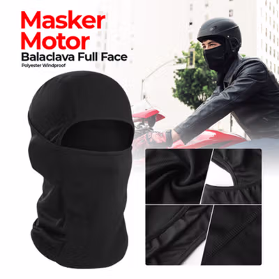 CISE Masker Motor Balaclava Full Face Polyester Windproof - MJ-22A - Black