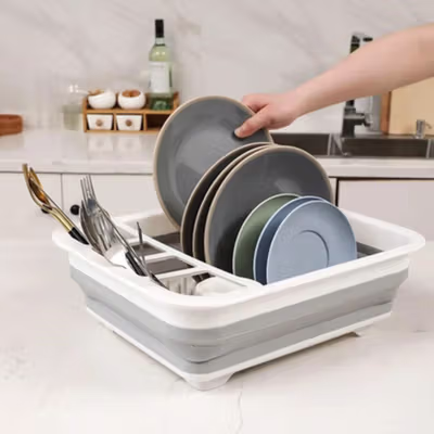 Asy Rak Pengering Dapur Piring Gelas Foldable Collapsible - QW-822 - Gray