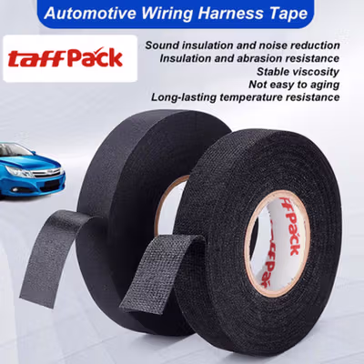 TaffPACK AG Lakban Kabel Listrik Adhesive Cloth Wiring Tape 15M 19mm - BI298 - Black
