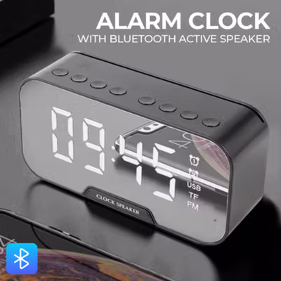 Bannixing Jam Alarm Clock with Bluetooth Active Speaker TF AUX FM - D-88E - Black