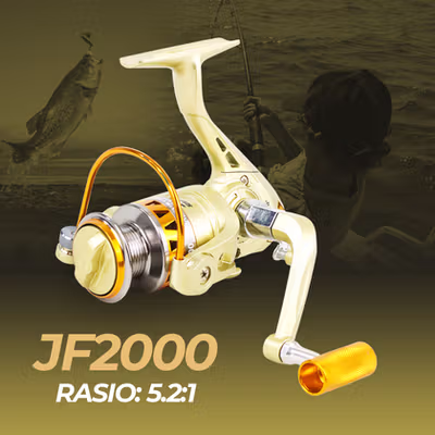 YUMOSHI Reel Pancing Spinning 14 Ball Bearing Fishing Reel 5.2:1 2000 - JF2000 - Golden