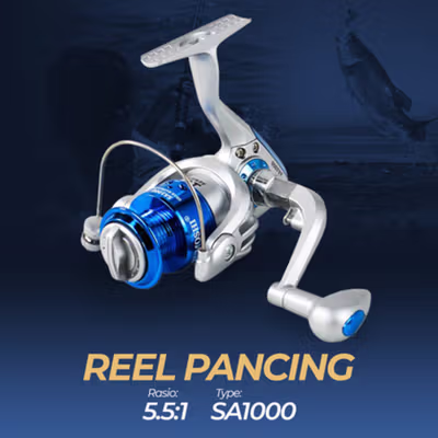 YUMOSHI Reel Pancing Spinning Fishing Reel 5.5:1 SA Series SA1000 - Silver Blue