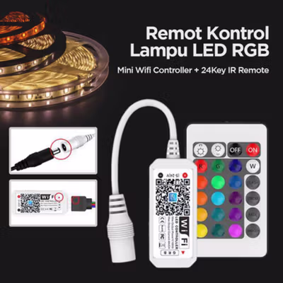 Remote Control Lampu LED RGB Wifi Android iOS 24 Tombol 100W - White