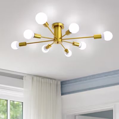 ASHUQI Fitting Lampu Plafon Vintage Ceiling Lights Cabang 8 E27 - AS827 - Golden