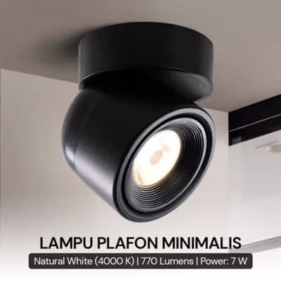 Aisilan Lampu Sorot Plafon Minimalis Nordic Natural White 4000K 7W - MSD52 - Black