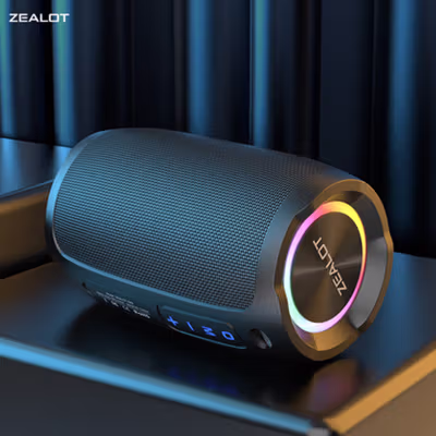 ZEALOT Speaker Portable Bluetooth 5.2 HIFI RGB Waterproof IP67 3600mAh - S49 - Black