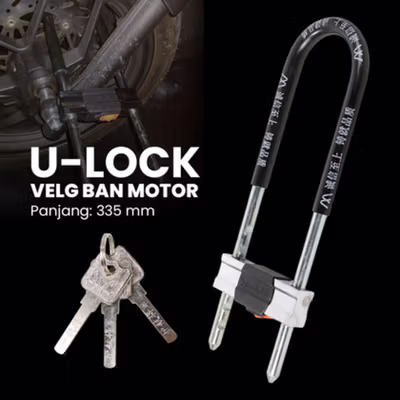 LIANGSHAN HAOHAN Kunci Gembok Sepeda U Lock Baja Tebal 10mm 33.5cm - GU90 - Black