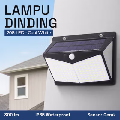 AMARYLLIS Lampu Dinding Solar Sensor Outdoor Waterproof Cool White 208 LED - AM200 - Black