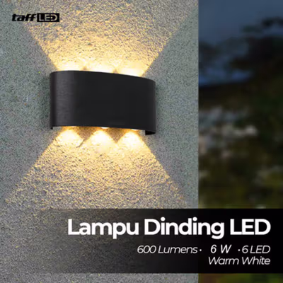 TaffLED Lampu Hias Dinding Up Down Lighting Warm White 3000K 6W - 6T - Black