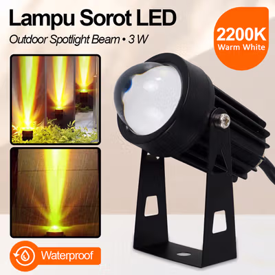 TaffLED Lampu Sorot LED Outdoor Spotlight Beam Waterproof Warm White 3W - YY3 - Black