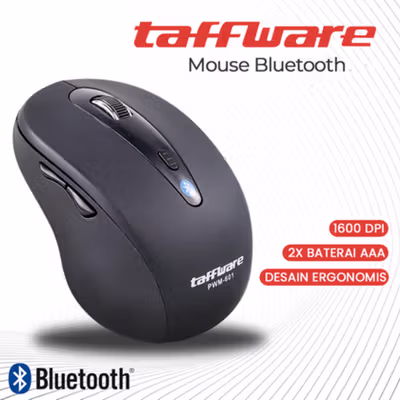 Taffware Mouse Bluetooth Wireless Optical Ergonomic Design 1600DPI - PWM-601 - Black