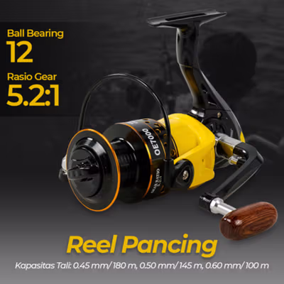 YUMOSHI Reel Pancing Spinning 12 Ball Bearing Fishing Reel 5.2:1 7000 - OE7000 - Black/Yellow