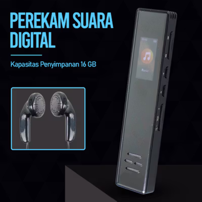 MROBO Perekam Suara Audio Digital Voice Recorder 1536K 16GB - A10 - Black