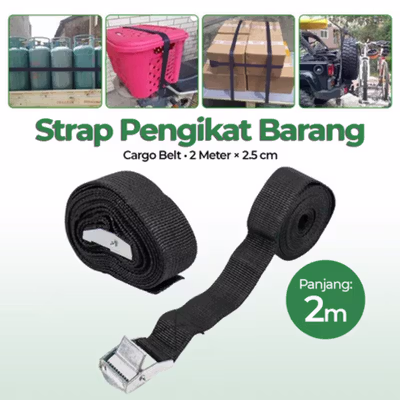 XhaoR Tali Strap Pengikat Barang Sabuk Cargo Belt Rope 2M - XR2 - Black