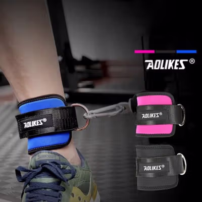 AOLIKES Fitness Gym Adjustable D-Ring Pull Ankle Strap Support 1 PCS Right - A-7129 - Black