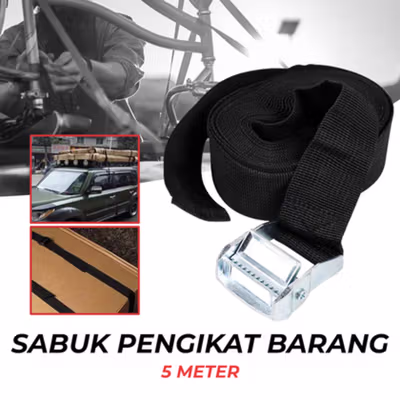 TaffSPORT Tali Strap Pengikat Barang Sabuk Cargo Belt Rope 5M - XR2 - Black